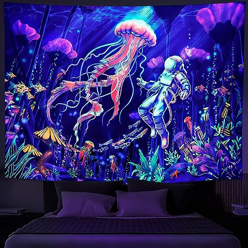 Rubruan Tapisserie murale réactive aux UV - Impression numérique 3D - Couleurs riches - Décoration pour salon, chambre à coucher, fête, vacances