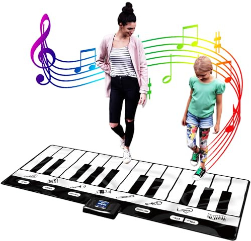 SUNLIN 1,8 m Klaviermatte, Bodentastatur-Spielmatte: 24 Tasten, 10 Demos, 8 Sounds, Aufnahme und Wiedergabe, interaktives Musikspielzeug, Geschenk für Kinder von 3 bis 9 Jahren