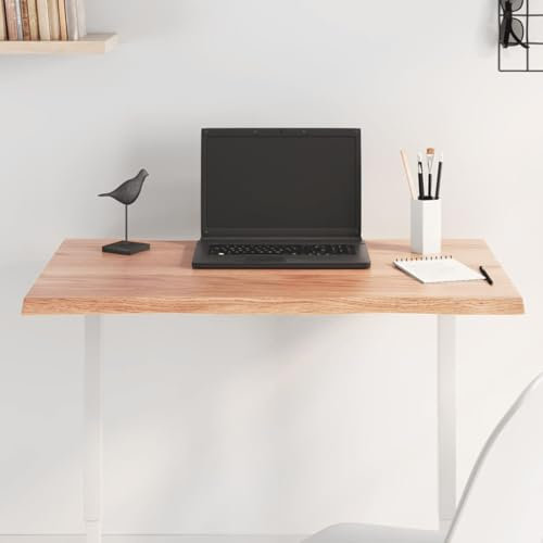 Juroupi Tischplatte Schreibtischplatte Table Top Gartentischplatte Tischplatte 80x60x2 cm Massivholz Eiche Behandelt Baumkante