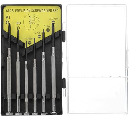 sourcing map 6pcs Mini Precision Magnetic Screwdriver Set PH0 PH1 SL1.4-SL3.0 Micro Slotted Phillips Screw Driver with Rotary Cap for Eyeglasses Watches Electronics Computer