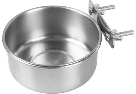 Bol d'eau de Nourriture pour Oiseaux, Mangeoire à Vaisselle en Acier Inoxydable, Tasse d'alimentation Cage Perroquet avec 2 Pinces pour Perroquets Calopsittes Inséparables Pinson