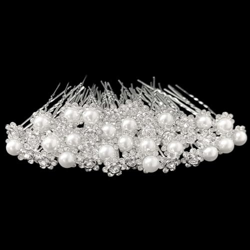 20 forcine per capelli da sposa con perle e fiori di perla, forcine per damigelle d’onore, per donne e ragazze