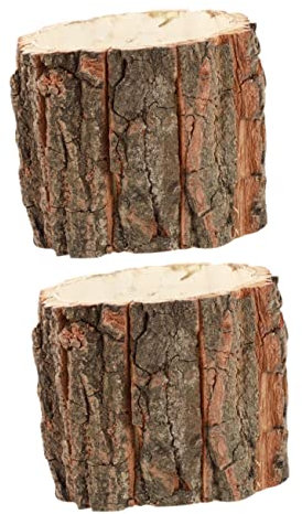 Yardwe 2 Stück Rustikale Blumentöpfe aus Baumstumpf Holz Pflanzkübel für Draußen Landhaus Pflanzgefäß Dekorativer Holzblumeneimer für Garten und Wohnraum 10cm Hoch
