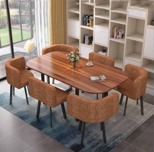 Juego de mesa de comedor redonda con 6 sillas, muebles modernos para cocina, comedor y oficina, sala de conferencias, juego de mesa de reunión de 7 piezas