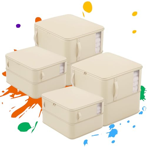Borse di stoccaggio di comodità coperta di grande capacità ultra risparmio di spazio auto organizzatore, borse di compressione per comodità biancheria da letto, 4 pacchetti Colore del grano