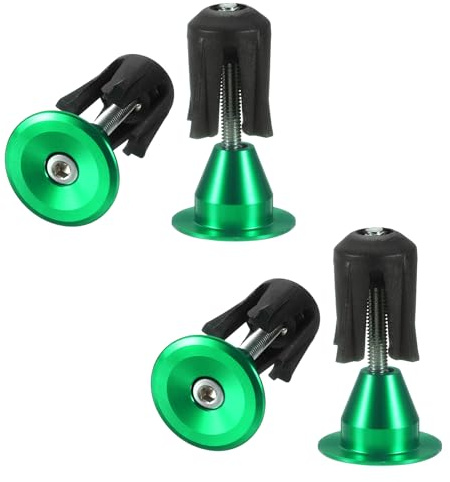 sourcing map 2 Pair Bike Handlebar End Plugs Aluminum Alloy Bar End Caps Expanding Locking Handlebar End Plugs for Most Bike MTB Road BMX Fixed Gear Bike, Green