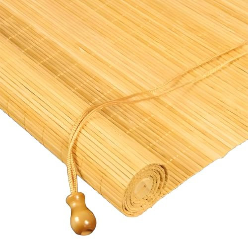 Retro Bambus-Rollo Raffrollo 40–140 cm Breite Bambus-Rollos 60% Verdunkelungsrollo,Holzrollo Jalousie,Fensterrollo Sonnenschutz Sichtschutz Seitenzugrollo Rollos für Innen/Außen/Terrasse