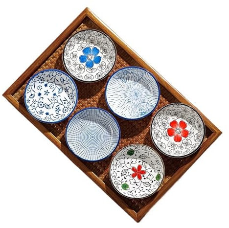 JTKSSCS Porzellan Teller 6 stücke Mini Keramik Platte Grill Dip-Sauce Gerichte Hause Desktop Snack Obst Dessert Platten