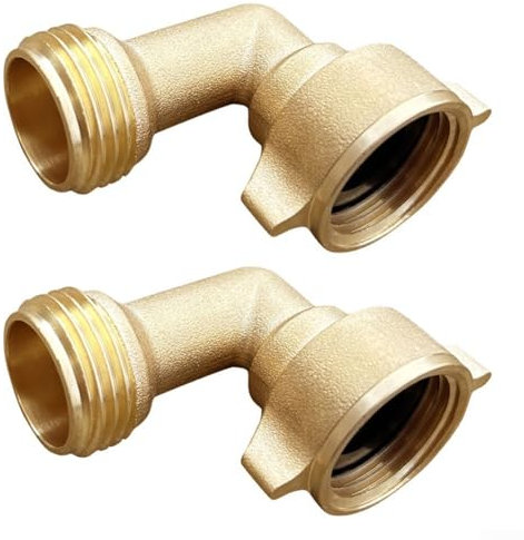 Lot de 2 raccords coudés en laiton 90 degrés 1,9 cm pour tuyau de jardin, adaptateur de robinet d'extérieur
