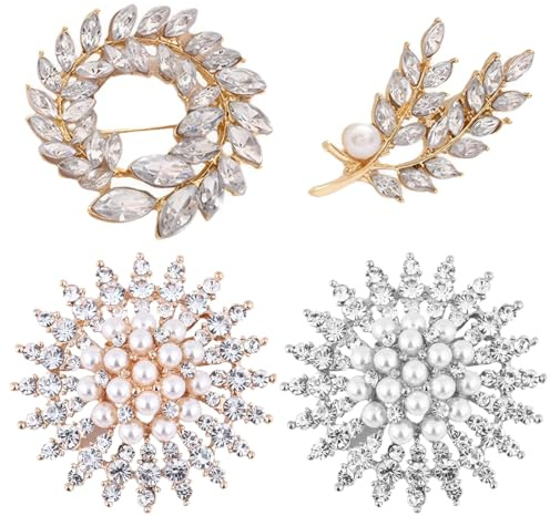 CULEO Broches et pins pour femme,4 petites broches en diamant pour éviter l'exposition et fixer les vêtements et les épingles de col de costume