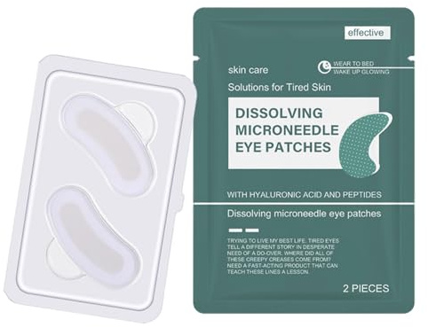 Lot De 2 Patchs Pour Les Yeux Avec Micro-aiguilles Dissolvantes, Masque Pour Les Yeux Avec Micro-aiguilles Dissolvantes Avec Acide Hyaluronique Et Peptides, Patchs Hydratants Pour Les Yeux