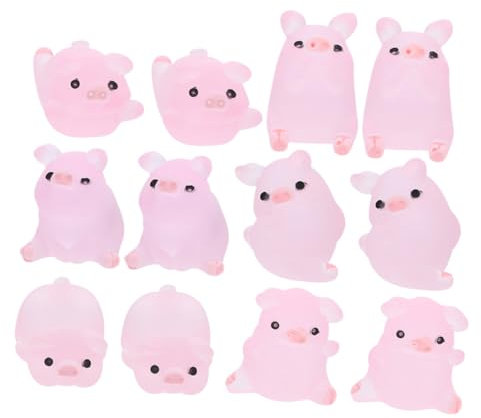POPETPOP Lot de 15 Figurines Animaux en Résine Cochon Rose pour Décoration DIY Effet Décoratif et Facile à Ranger, Design Mignon et Détails Délicats Plusieurs Styles