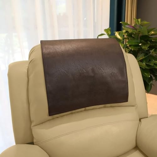 Rutschfester Kunstleder-Kopfstützenschutz, Sessel-Schonbezug, Möbelschutz für Haustiere, Liegestühle (Kaffeefarben)