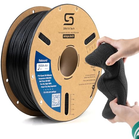Siraya Tech Rebound PEBA Air – aktiv skumfilament, justerbar hårdhet 70A-95A, ultralätt, för högpresterande sportutrustning, drönare och fjädrande prototyper (svart, 800 g)
