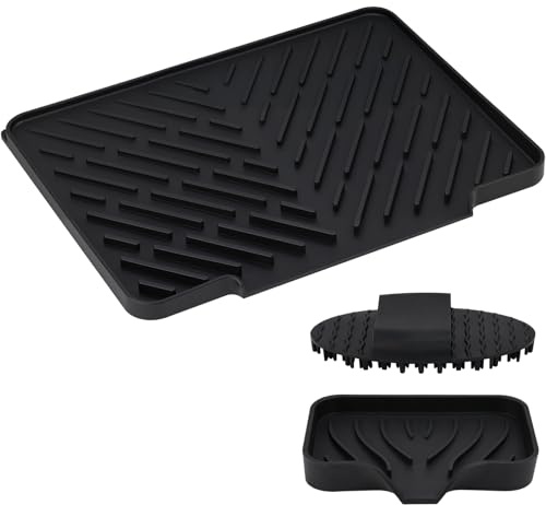 Noosverl Abtropfmatte aus Silikon, Schwarz Abtropfmatte aus Silikon für Geschirr, für Zuhause, Küchenspüle, Badezimmer, Wohnzimmer