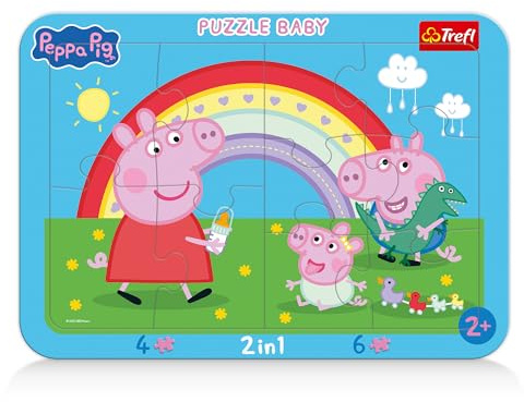 Trefl - Peppa Pig - Pequeña Peppa - Rompecabezas 2 en 1 con Marco para bebés para niños a Partir de 2 años