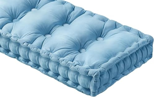 ZZDZW Coussin pour Banc 180/160/150/120/110cm, Coussins De Banc 1/2/3 Places Exterieur Intérieur Coussin Velours D'assise Salon De Jardin Matelas Assise Dossier(Bleu Clair,70x35x10cm)