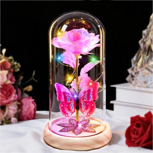 Beferr Light Up Flower Birthday Gifts for Mum Wife Grandma Christmas Pink