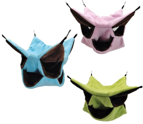 SUPVOX Amaca Per Criceti a Tre Strati in Peluche, Nido Sospeso Lavabile 30x30 Cm Per Piccoli Animali Domestici, Amaca Riscaldante Colorata Set Da 3