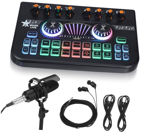 Paquete de Micrófono X3-bm700 X3 Tarjeta de Sonido Negra | Metal y Plástico, Baja Latencia y Estructura Robusta, para Karaoke y Transmisión en Vivo