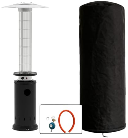 TEMPO STYLE - Stufa a Gas da Esterno Eclissi | Riscaldatore Rapido 360° a Propano - Potenza 13kW Copertura e Regolatore Inclusi | Design Moderno, Adatta a Bombole 5-10kg Per Giardino, Terrazzo, Bar e