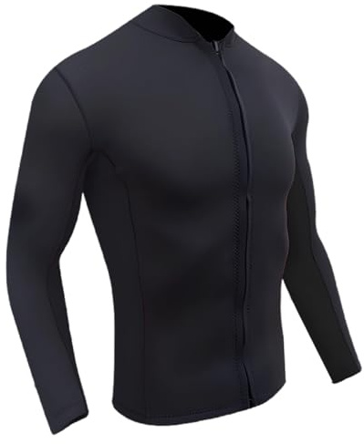 Machify Chaqueta de neopreno de 0.08 pulgadas para mujer, traje de buceo y surf, cremallera frontal, talla M