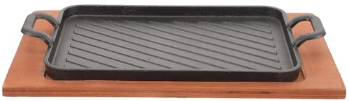 HOMSFOU Sartén para Parrilla de Hierro Fundido Rectangular, Plancha para Asar Carne y Verduras, Uso en Barbacoa de Exterior y Camping, Placa Antiadherente