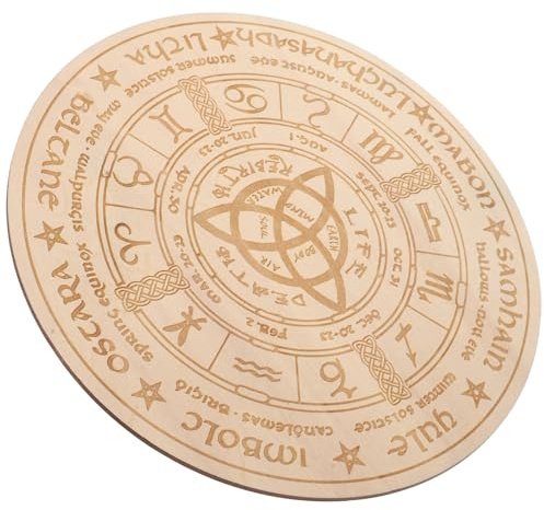 KOMBIUDA Rundes Holzbrett als Spirituelle Zaubermaltafel für Wohnkultur mit Dekorativem Ritualornament und Umweltfreundlicher Altardekoration
