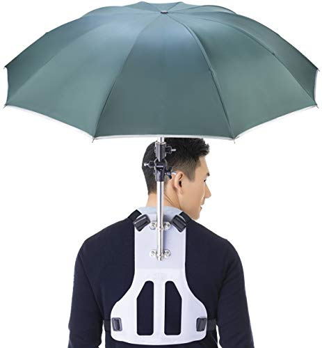 Primo Supply Wearable Hands-Free Umbrella Sun Rain Blocker Fishing Outdoor Use Running Jogging Get Shade and Avoid Hot Afternoons Outside and UV Sunburn | Green