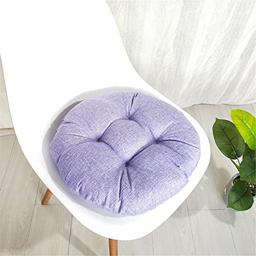 SWECOMZE 2 Stück Rund Stuhlkissen - Sitzkissen für Gartenstuhl,Tatami Kissen,Küche oder Esszimmerstuhl - Bequeme UV-beständige Indoor u. Outdoor Stuhlauflage (Lila,40 x 40 x 9 cm)