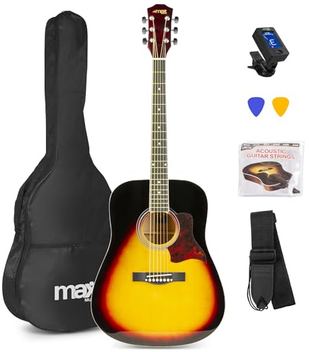 Komplett gitarrpaket - Strålsträngad MAX SOLOJAM gitarrpaket westerngitarr Sunburst
