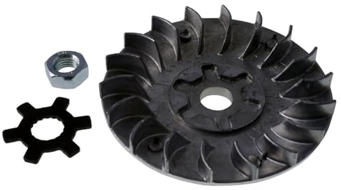 2EXTREME Riemenscheibe Lüfterrad Variomatik kompatibel mit MBK Booster 50 | Set mit Stern, Mutter M10x1,25; für 50ccm Minarelli Motoren, 13mm Stumpf; kompatibel mit MBK Nitro, YAMAHA AEROX, BWS, JOG
