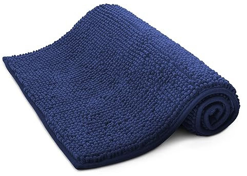 KEPLIN Tapis de Bain antidérapant en Microfibre Doux et Confortable avec Design Lavable en Machine – Absorbant l'eau et séchage Rapide pour Garder la Salle de Bain hygiénique et Propre (Bleu Marine)
