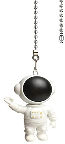 OMYZERO 30,5 cm Deckenventilator Zugkette Raumfahrer Charm Anhänger Deckenventilator Anhänger Fan Pulls Kettenverlängerung mit Kugelkette Verbinder für Deckenventilator Licht Dekoration (schwarz)