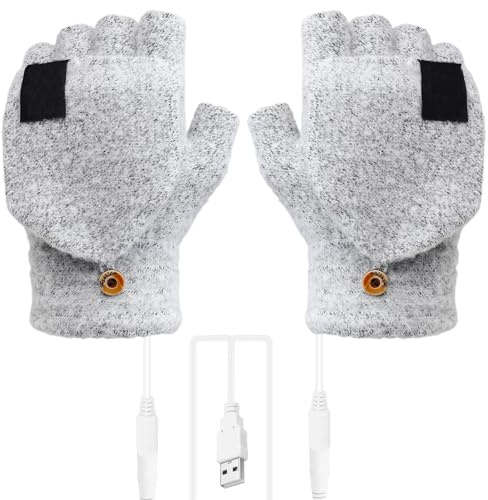 WHAMVOX 1paire Chauffants Usb à Doigts Ouverts Mitaines Réversibles Pour Hiver - Pour Bureau Activités Extérieur