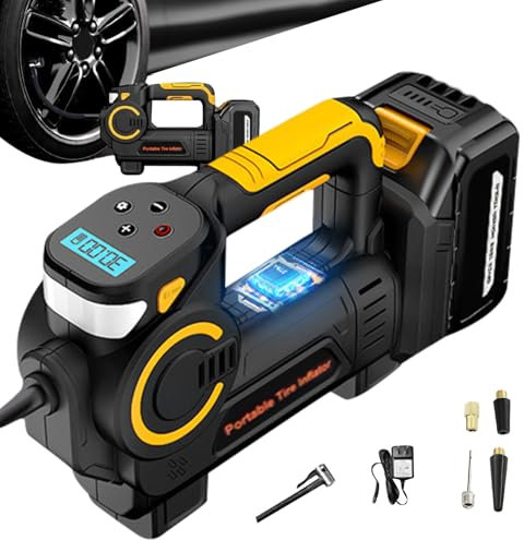 Compresseur d'air portatif de gonfleur de pneu | Pompe à air électrique | Pompe de compresseur d'air intelligente | Compresseur d'air portable sans fil avec affichage numérique, parfait pour gonfler d