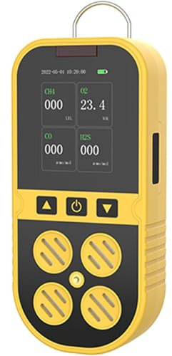 4-in-1 Gas Leak Detector, Gas Detector (H2S, EX, O2, CO), Sound and Light Vibration Display, Quadruple Alarm, Rugged Build, for Multi Gas Detector Meter, Greenhouse, Catering Industry