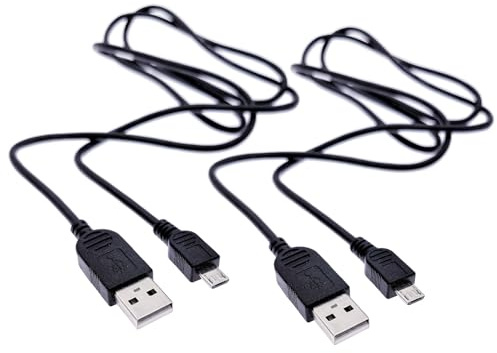 JZK Lot de 2 câbles de charge USB A vers micro USB, câble de charge USB Micro câble de charge de rechange pour smartphones Android, tablettes, lecteurs MP3/MP4, transfert de données, noir