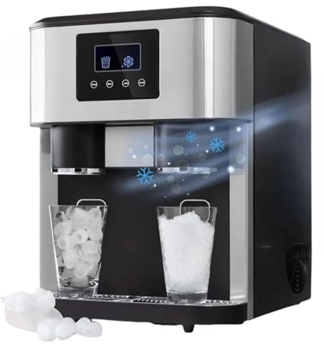 EORNYHQMY 3 IN 1 Electric Small Ice Maker Machine,Ice Crusher,Counter Top Ice Machine,Low Noise,Efficient,for Restaurants Hotels