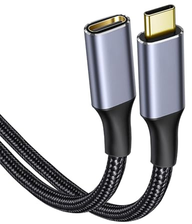 Cavo di prolunga USB 3.1 di tipo C, 100 W/10 Gbps 4K a 60 Hz, uscita video, cavo prolunga USB C maschio a femmina, prolunga per ricarica e sincronizzazione, compatibile con PSVR2/Macbook/iPad/hub USB