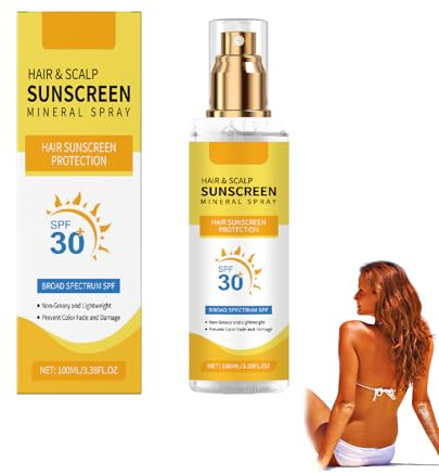 Hair and Scalp Sunscreen Spray SPF 30, Sun Protection Mist, Non-Greasy UV Protection Spray with Natural Extracts, Lightweight Moisturizing Formula for Scalp & Hair Care (1)