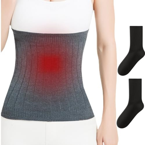 Doukesh Calentador De Espalda Y Calcetines Calentador de Riñones Faja Lumbar Caliente para Hombres Mujeres para Cintura de Apoyo Caliente Dolores Menstruales (55-70 KG)