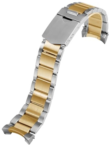 ROUREOX 22MM Männer Metall Ersatz Uhrarmband Gebogenes Ende, 316L Edelstahl Einsatz Uhrarmband für Tudor Black Bay 58 M79030B-0002/M79030N-0003-Silber Gold 22MM