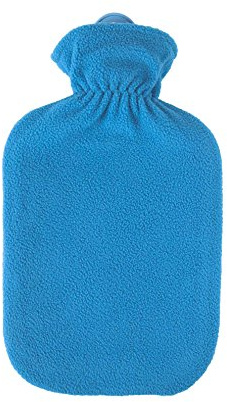 Fleecebezug Kunterbunt azurblau mit 2l Wärmflasche