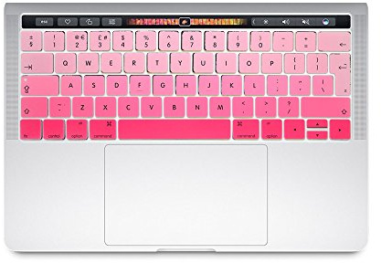 Se7enline for MacBook Pro 13/15 inch Keyboard Cover 2016-2019，Ombre Pink | Silicone Waterproof Dustproof Durable Washable Laptop Accessories A1706/A1707/A1989/A1990/A2159 With Touch Bar(EU Layout)