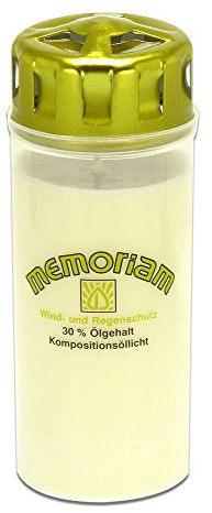 Aeterna 20 x Kompositionsöllicht Nr. 433 Memoriam mit Sturmdeckel - weiß oder rot - Brenndauer 4 Tage (weiß)