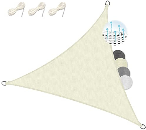 Sol Royal Sonnensegel dreieckig wasserdurchlässig HDPE UV Sonnenschutz Pool | 3x3x3m Creme atmungsaktiv Segeltuch für Balkon Terrasse Garten Camping Atmungsaktiver Segel Beschattung Shade Sails HS9