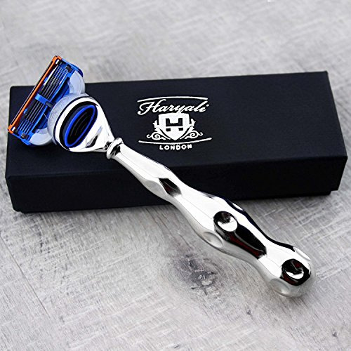 Herren Luxus Rasiermesser mit 5 Edge Kopf und Edelstahlgriff - Patronenrasierer