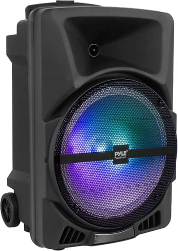Pyle Altavoz autoamplificado, PA, 800W, Bluetooth, Portatil, Activo, Pasivo, Interiores, Exteriores, DJ con Entrada MP3 AUX 3.5mm, Luces de Fiesta, Radio FM