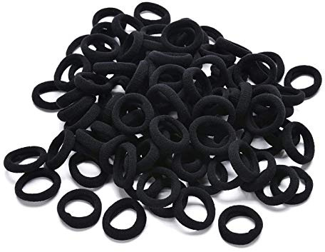 LEBQ 200 stycken mini hårband flicka bebis elastiska hårband små mjuka gummiband för baby barn (svart)